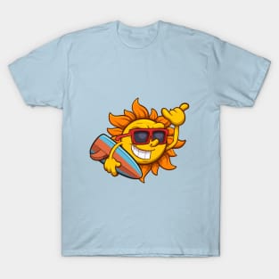 Cool Sun Character With Surf Board T-Shirt